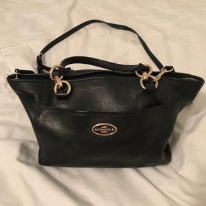 Black leather coach purse
